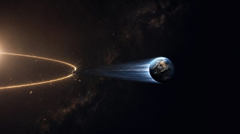 軌道を外れ、暗黒の深宇宙へと直線的に放り出される地球